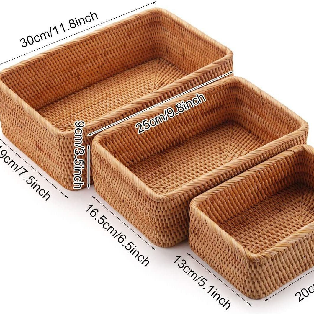Handmade Vietnamese Wicker Candy Basket Set (3 Pieces)