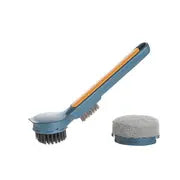 Pot Scrub Brush with Long Handle and Dual Brush Heads