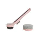 Pot Scrub Brush with Long Handle and Dual Brush Heads
