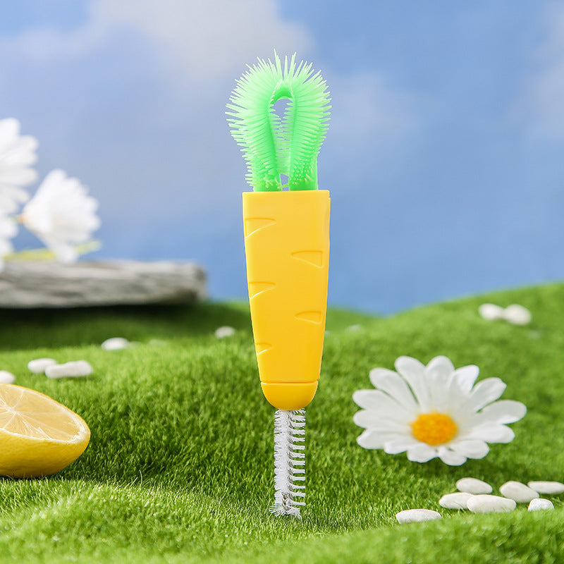 Carrot Cup Brush Set for Cleaning Bottles and Grooves
