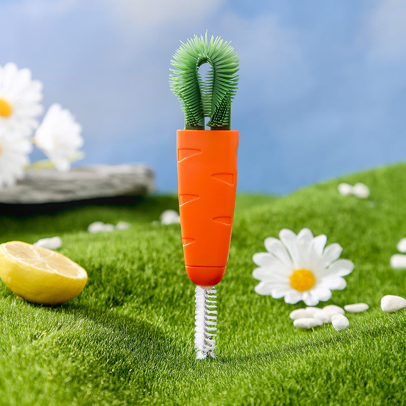 Carrot Cup Brush Set for Cleaning Bottles and Grooves