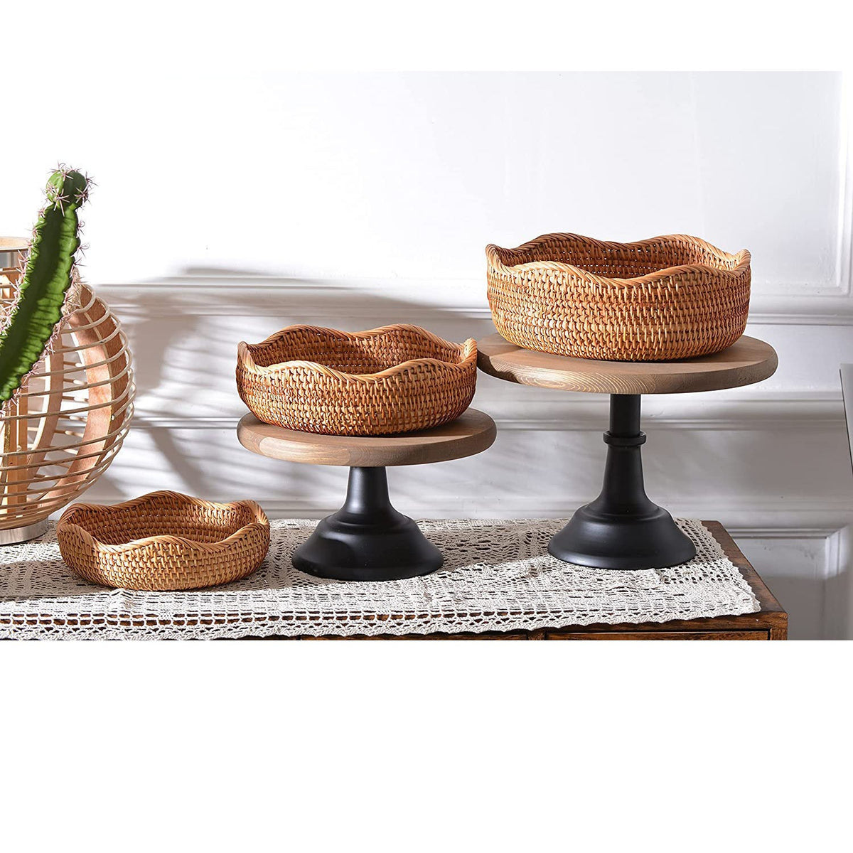 Handmade Vietnamese Wicker Candy Basket Set (3 Pieces)