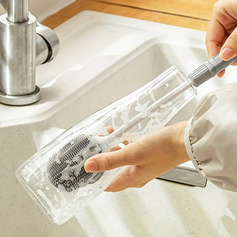 Retractable Handle Bottle Brush for Narrow Neck Cleaning